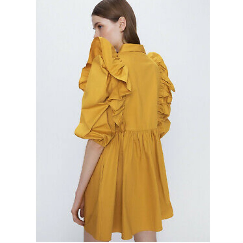 New ZARA RUFFLED VOLUMINOUS DRESS - Picture 10 of 17